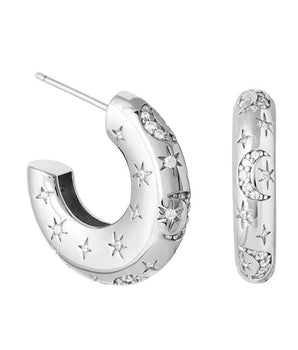 stainless steel and Zircon chunky hoops